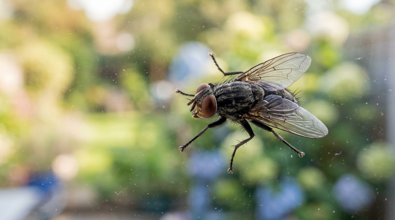 House fly on a kitchen surface, a hygiene risk